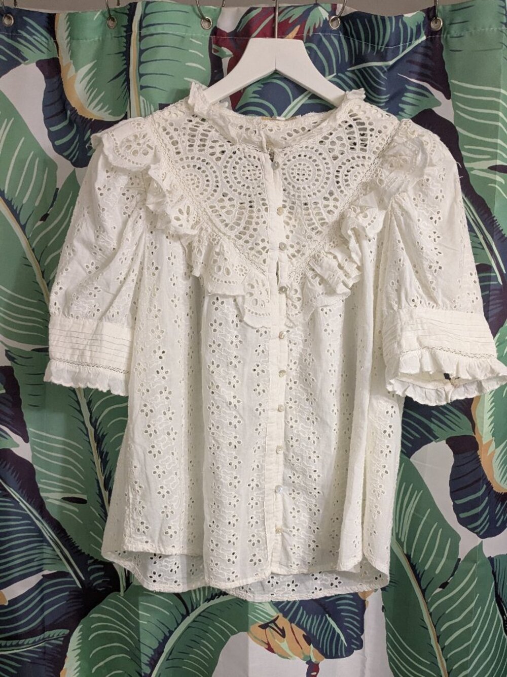 Anthro Love the Label Eyelet Lace Top Large